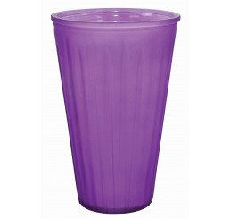 Large Ribbed Glass Vase - Frosted Lilac